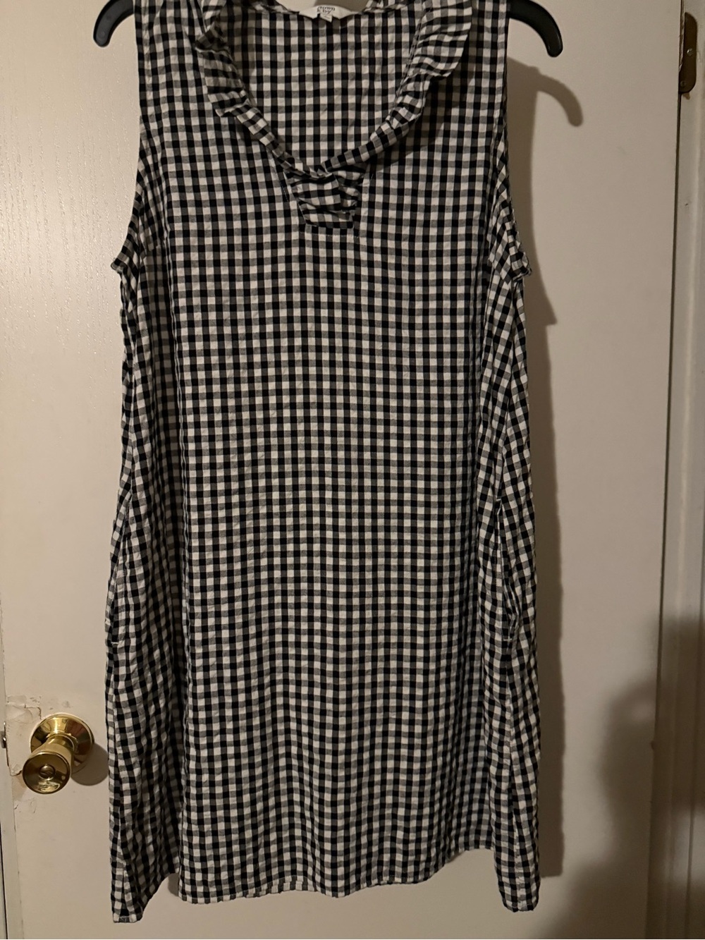 Navy & White Gingham Sleeveless Shift Dress Crown and Ivy